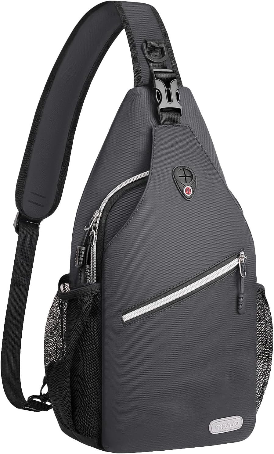 MOSISO Water Resistant Sling Backpack, Crossbody Daypack with Multi Pockets & Side Mesh Holders, Strap Fits 10.9Inch Tablet for Travel Hiking Commute