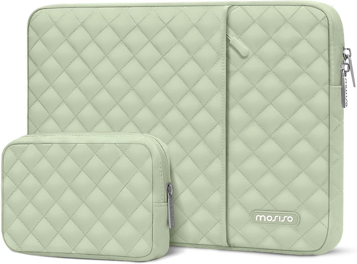 MOSISO Square Diamond Quilted Vertical Laptop Sleeve Set with Front Pocket & Matching Small Case, Fits 13–16 Inch MacBook Air Pro HP Dell Acer ASUS Lenovo Notebook