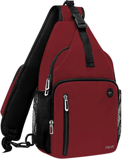 MOSISO Water-Resistant Sling Backpack with USB Charging Port & Anti-Theft Pocket — Crossbody Chest Daypack Fits 11 Inch Tablet for Hiking & Commute