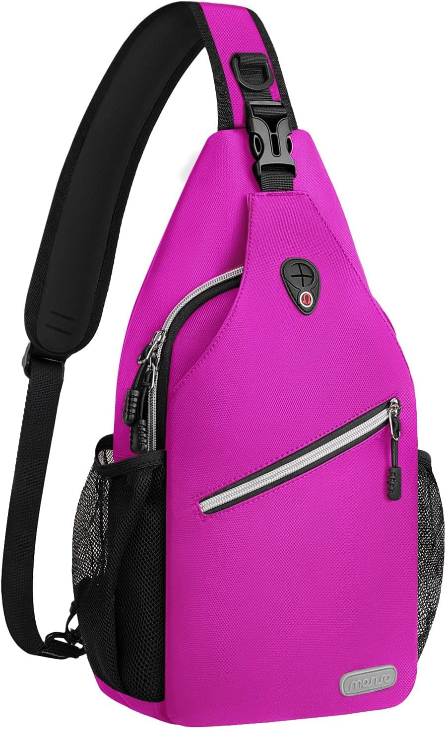 MOSISO Water Resistant Sling Backpack, Crossbody Daypack with Multi Pockets & Side Mesh Holders, Strap Fits 10.9Inch Tablet for Travel Hiking Commute
