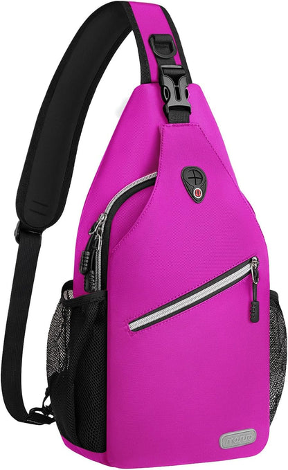 MOSISO Water Resistant Sling Backpack, Crossbody Daypack with Multi Pockets & Side Mesh Holders, Strap Fits 10.9Inch Tablet for Travel Hiking Commute