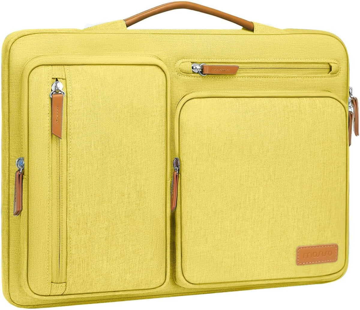 MOSISO 360Shockproof Side Open Laptop Sleeve, 4 Zipper Pockets&Tuckable PU Handle, Luggage Strap Fits 13.3–17.3Inch MacBook Air/Pro & 2026 MacBook Neo