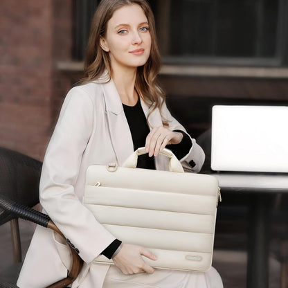 MOSISO Women Quilted Puffy Polyester 15-16 Inch Lightweight Laptop Shoulder Bag, Front Horizontal Zipper Pocket & Removable Adjustable Shoulder Strap