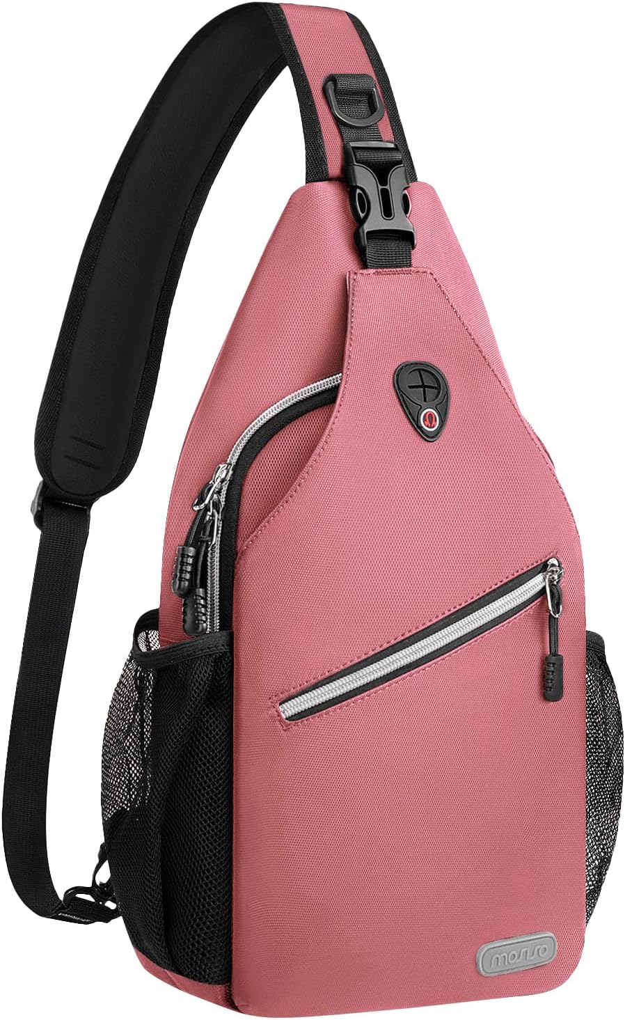 MOSISO Water Resistant Sling Backpack, Crossbody Daypack with Multi Pockets & Side Mesh Holders, Strap Fits 10.9Inch Tablet for Travel Hiking Commute