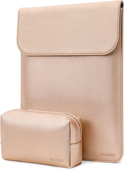 MOSISO Faux Suede Magnetic Laptop Sleeve 2-in-1 Kit with Matching Accessory Pouch, Fits 13–13.3 Inch MacBook Neo Air Pro Notebook