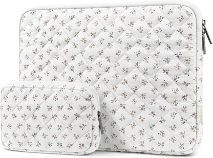 MOSISO Chic Quilted‑Puffy 13.3-16‑Inch Laptop Sleeve,Soft‑Polyester‑Padded with Coordinating‑Detachable‑Accessory‑Pouch