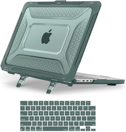 MOSISO Compatible with MacBook Pro 14 inch Case 2021-2026 M5-M1, Honeycomb TPU Bumper Hard Case with Fold Kickstand & Keyboard Skin