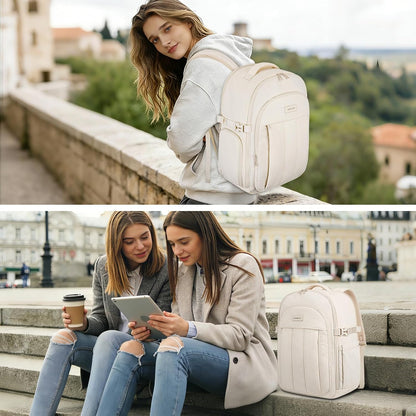 MOSISO 30L Women Travel Carry‑On Backpack, 180‑Degree Opening, Shoe‑Compartment, 15.6‑Inch Laptop Sleeve with Luggage‑Strap for Travel Commute