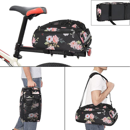 MOSISO Waterproof Bike Rear Rack Bag, 12L Multi-Pocket Bicycle Trunk Pouch with Reflective Strip & Detachable Shoulder Strap for Daily Cycling Commute
