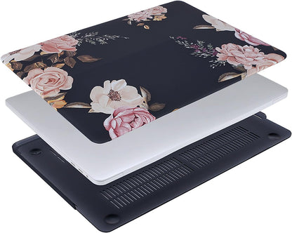 MOSISO Compatible with MacBook Pro 15 inch Case 2016-2019 Release A1990 A1707 with Touch Bar, Plastic Peony Hard Shell Case & Keyboard Cover Skin & Screen Protector