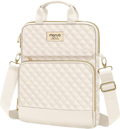 MOSISO Diamond‑Quilted Crossbody Tablet Bag,11‑Inch &12.9‑13‑Inch, Dual‑Front‑Pockets with Detachable Shoulder‑Strap