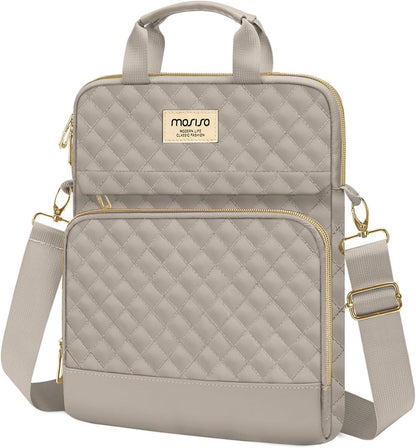 MOSISO Diamond‑Quilted Crossbody Tablet Bag,11‑Inch &12.9‑13‑Inch, Dual‑Front‑Pockets with Detachable Shoulder‑Strap