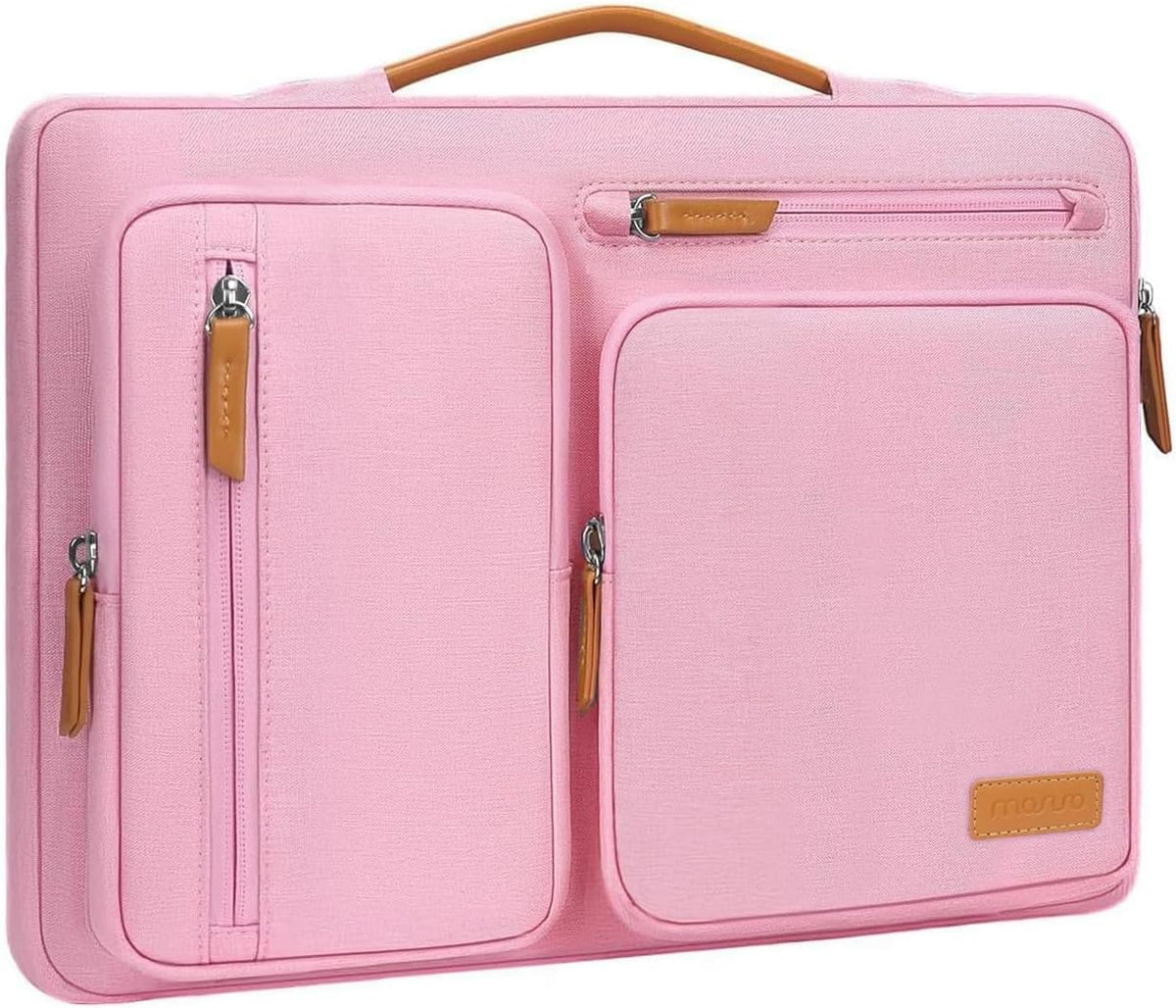 MOSISO 360Shockproof Side Open Laptop Sleeve, 4 Zipper Pockets&Tuckable PU Handle, Luggage Strap Fits 13.3–17.3Inch MacBook Air/Pro & 2026 MacBook Neo