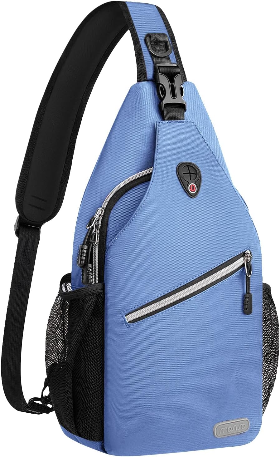 MOSISO Water Resistant Sling Backpack, Crossbody Daypack with Multi Pockets & Side Mesh Holders, Strap Fits 10.9Inch Tablet for Travel Hiking Commute