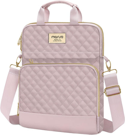 MOSISO Diamond‑Quilted Crossbody Tablet Bag,11‑Inch &12.9‑13‑Inch, Dual‑Front‑Pockets with Detachable Shoulder‑Strap