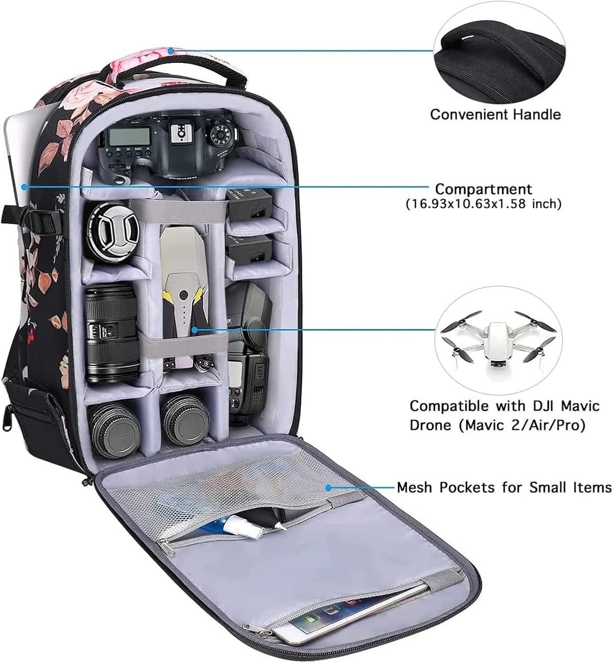 MOSISO Camera Backpack, DSLR/SLR/Mirrorless Photography Camera Bag Peony Waterproof Hardshell Case with Tripod Holder & Laptop Compartment Compatible with Canon/Nikon/Sony/DJI Mavic Drone, Black mysite
