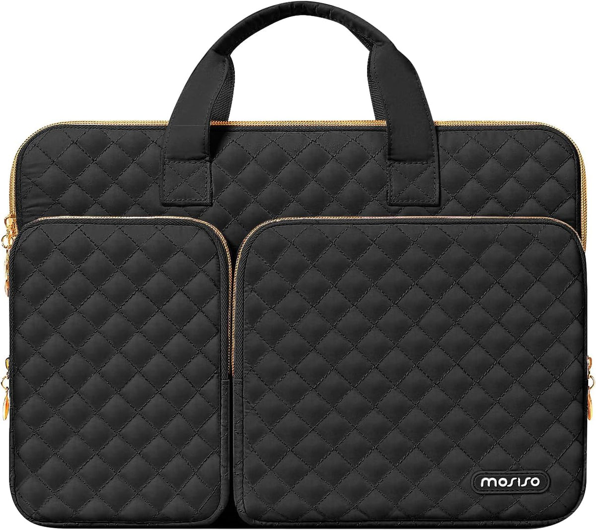 MOSISO 360 Protective Square Quilted Laptop Sleeve with 2 Pockets, Handle & Belt, Fits 13–16 Inch MacBook M1-M5 HP Acer Dell Lenovo Notebook