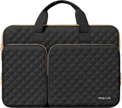 MOSISO 360 Protective Square Quilted Laptop Sleeve with 2 Pockets, Handle & Belt, Fits 13–16 Inch MacBook M1-M5 HP Acer Dell Lenovo Notebook