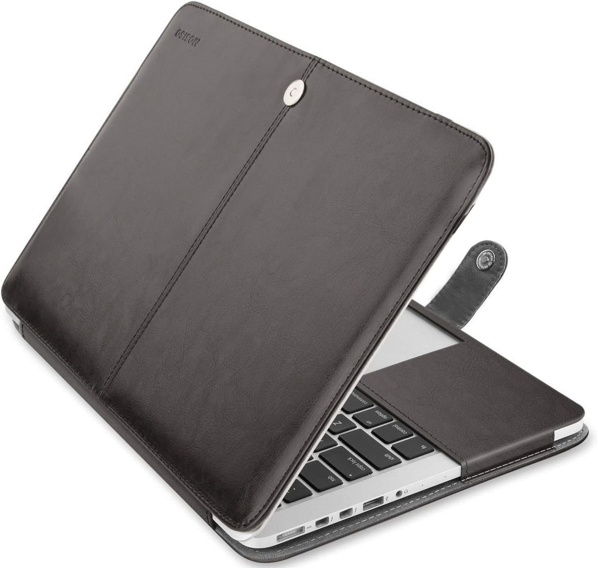 MOSISO Compatible with MacBook Pro 15 inch Retina (A1398, Version 2015/2014/2013/end 2012), PU Leather Portfolio Protective Stand Cover Sleeve