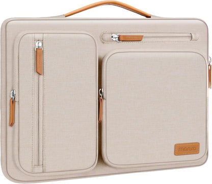 MOSISO 360Shockproof Side Open Laptop Sleeve, 4 Zipper Pockets&Tuckable PU Handle, Luggage Strap Fits 13.3–17.3Inch MacBook Air/Pro & 2026 MacBook Neo