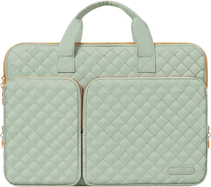 MOSISO 360 Protective Square Quilted Laptop Sleeve with 2 Pockets, Handle & Belt, Fits 13–16 Inch MacBook M1-M5 HP Acer Dell Lenovo Notebook