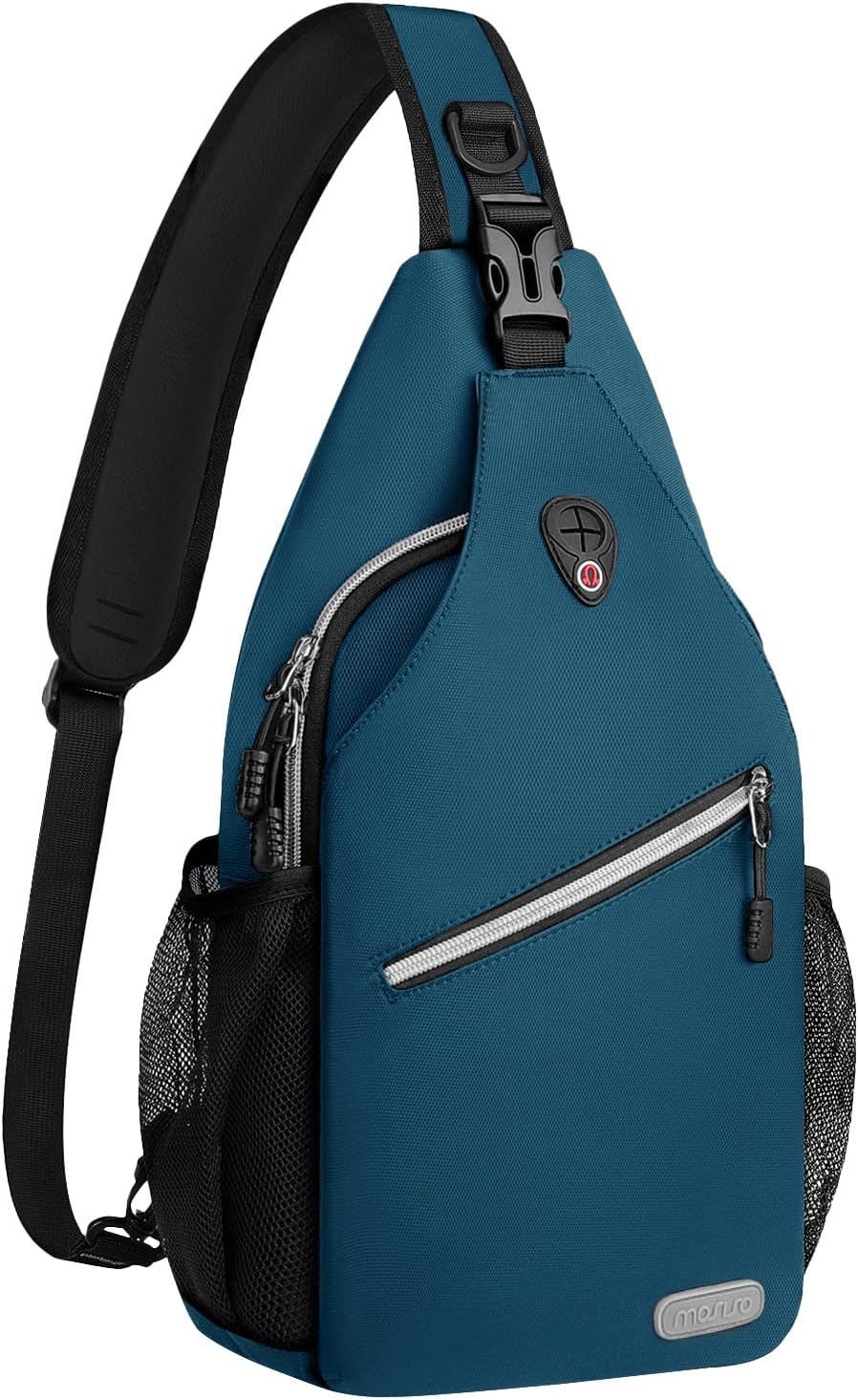 MOSISO Water Resistant Sling Backpack, Crossbody Daypack with Multi Pockets & Side Mesh Holders, Strap Fits 10.9Inch Tablet for Travel Hiking Commute