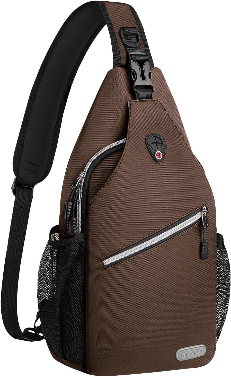 MOSISO Water Resistant Sling Backpack, Crossbody Daypack with Multi Pockets & Side Mesh Holders, Strap Fits 10.9Inch Tablet for Travel Hiking Commute