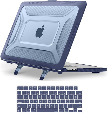 MOSISO 2 in 1 Honeycomb Shockproof TPU Bumper Hard Case Compatible with MacBook Air 15 Inch M5-M2 Heavy Duty With Fold Kickstand & Keyboard Cover