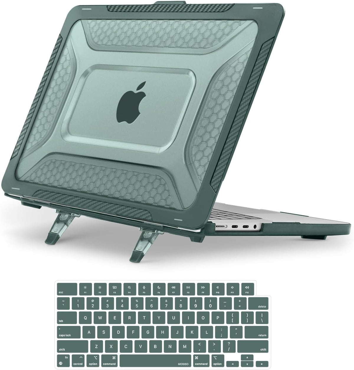 MOSISO 2 in 1 Honeycomb Hard Case Compatible with MacBook Pro 16 Inch M5-M1 Shockproof TPU Bumper Cover With Foldable Kickstand