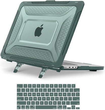 MOSISO 2 in 1 Honeycomb Hard Case Compatible with MacBook Pro 16 Inch M5-M1 Shockproof TPU Bumper Cover With Foldable Kickstand