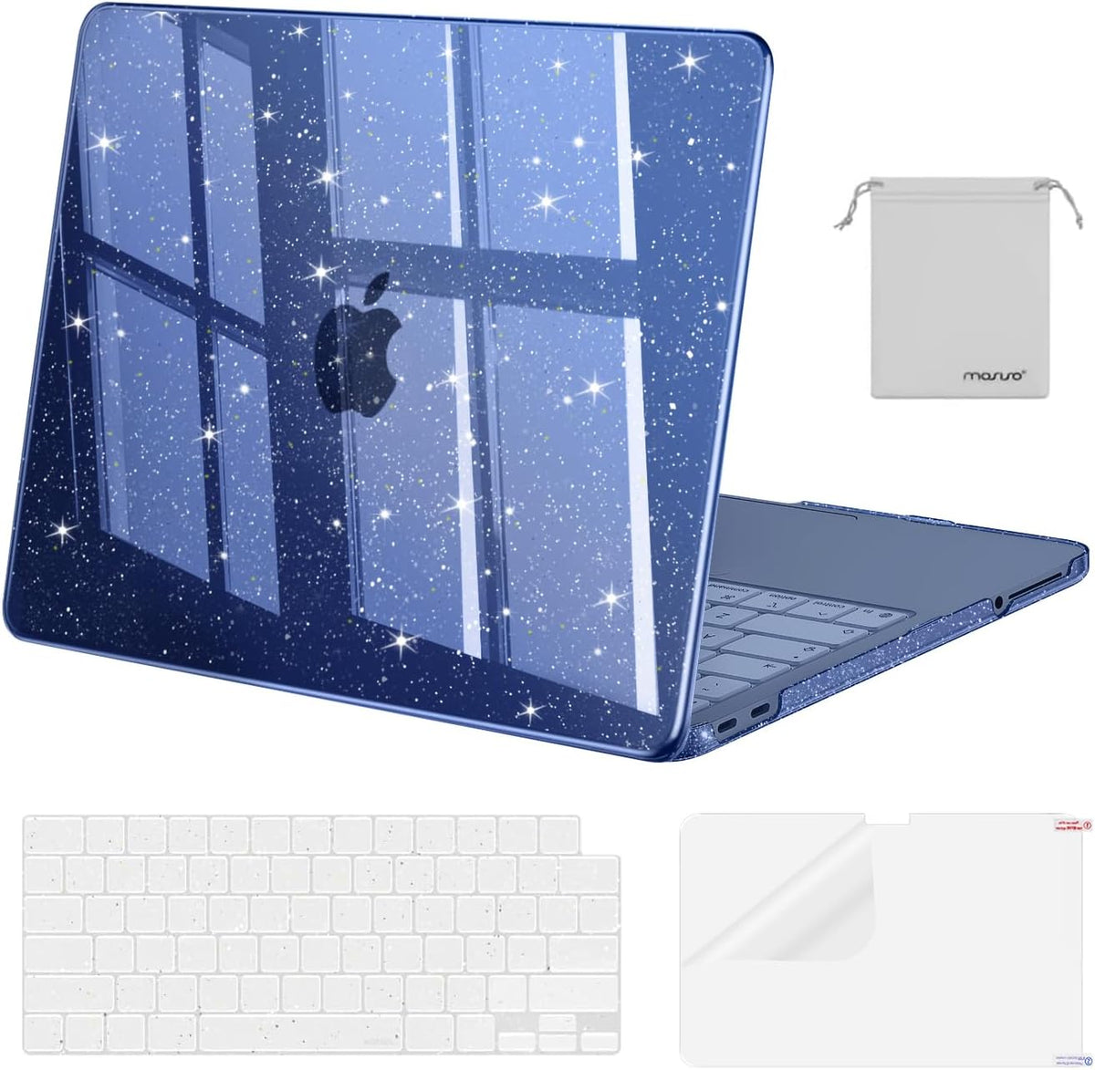 MOSISO Sparkly Glitter Case Compatible with MacBook Neo Case 13 inch 2026 | Model A3404 with A18 Pro Chip, Crack‑Resistant Protective Hard Shell Case&Keyboard Cover&ScreenFilm&Pouch