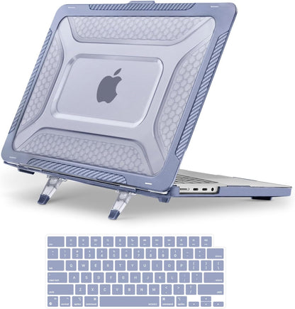 MOSISO 2 in 1 Honeycomb Hard Case Compatible with MacBook Pro 16 Inch M5-M1 Shockproof TPU Bumper Cover With Foldable Kickstand
