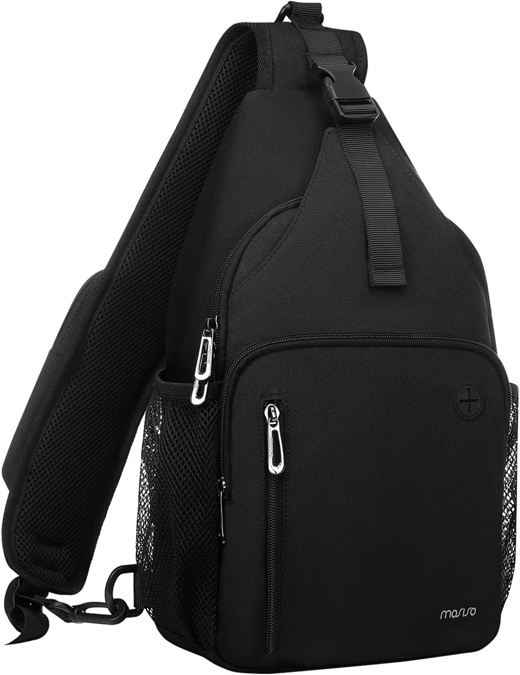 MOSISO Water-Resistant Sling Backpack with USB Charging Port & Anti-Theft Pocket — Crossbody Chest Daypack Fits 11 Inch Tablet for Hiking & Commute