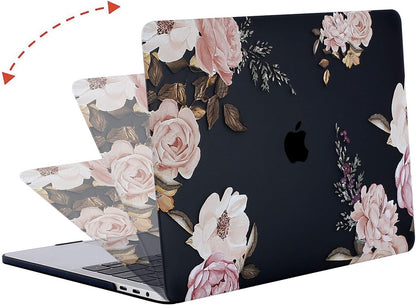MOSISO Compatible with MacBook Pro 15 inch Case 2016-2019 Release A1990 A1707 with Touch Bar, Plastic Peony Hard Shell Case & Keyboard Cover Skin & Screen Protector