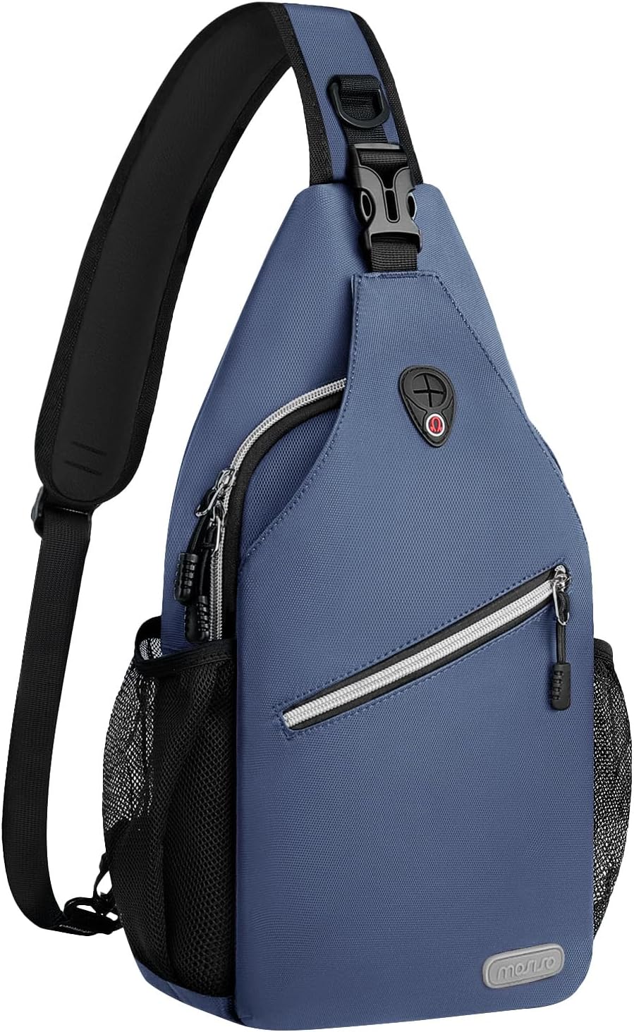 MOSISO Water Resistant Sling Backpack, Crossbody Daypack with Multi Pockets & Side Mesh Holders, Strap Fits 10.9Inch Tablet for Travel Hiking Commute