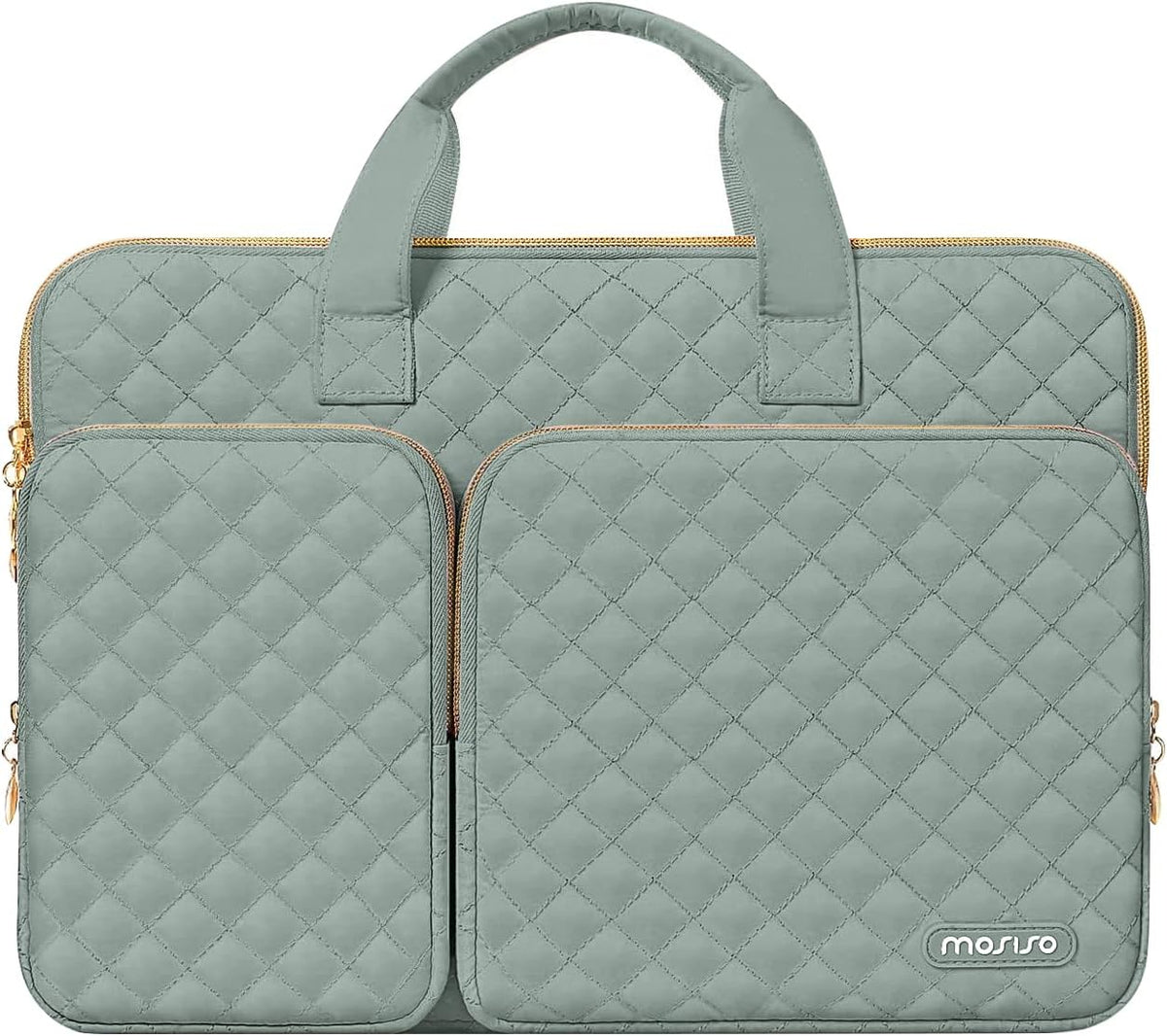 MOSISO 360 Protective Square Quilted Laptop Sleeve with 2 Pockets, Handle & Belt, Fits 13–16 Inch MacBook M1-M5 HP Acer Dell Lenovo Notebook