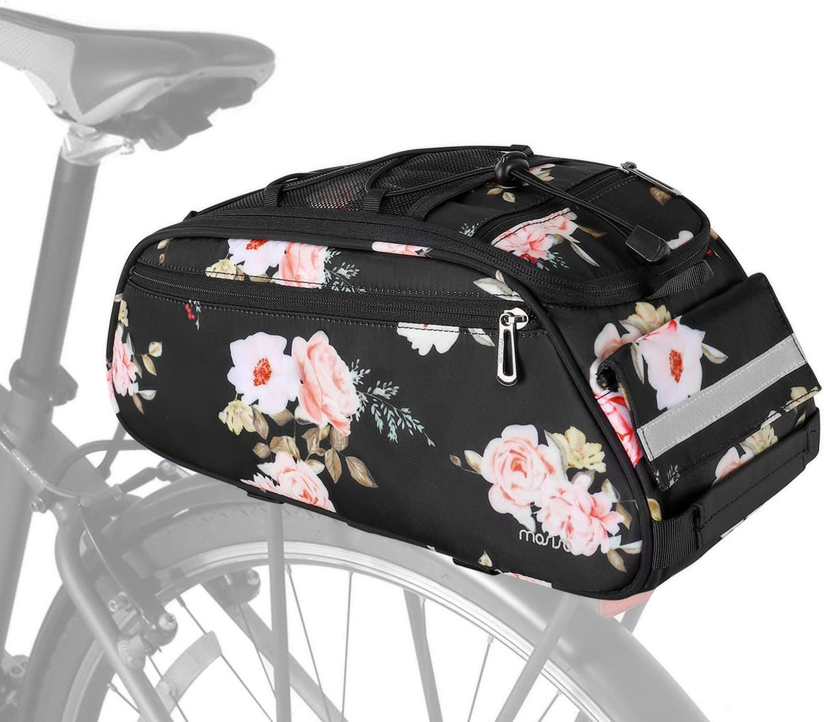 MOSISO Waterproof Bike Rear Rack Bag, 12L Multi-Pocket Bicycle Trunk Pouch with Reflective Strip & Detachable Shoulder Strap for Daily Cycling Commute
