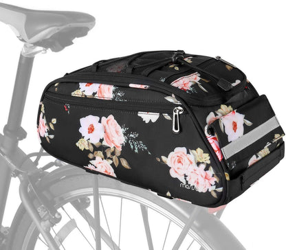 MOSISO Waterproof Bike Rear Rack Bag, 12L Multi-Pocket Bicycle Trunk Pouch with Reflective Strip & Detachable Shoulder Strap for Daily Cycling Commute
