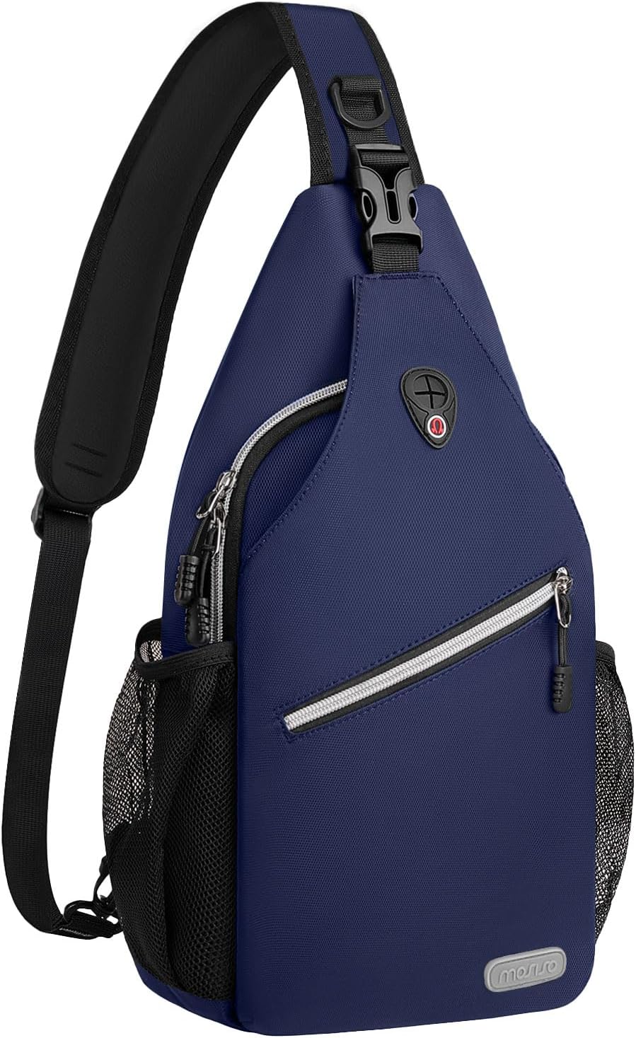 MOSISO Water Resistant Sling Backpack, Crossbody Daypack with Multi Pockets & Side Mesh Holders, Strap Fits 10.9Inch Tablet for Travel Hiking Commute
