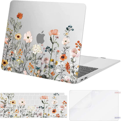 MOSISO Compatible with MacBook Air 13 inch Case Retina Display, Plastic Garden Flowers Hard Shell&Keyboard Cover&Screen Protector
