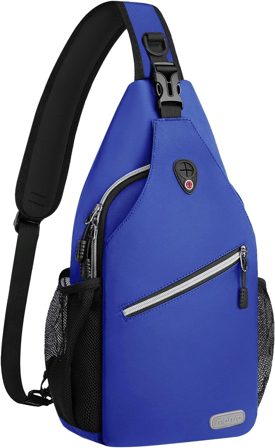 MOSISO Water Resistant Sling Backpack, Crossbody Daypack with Multi Pockets & Side Mesh Holders, Strap Fits 10.9Inch Tablet for Travel Hiking Commute