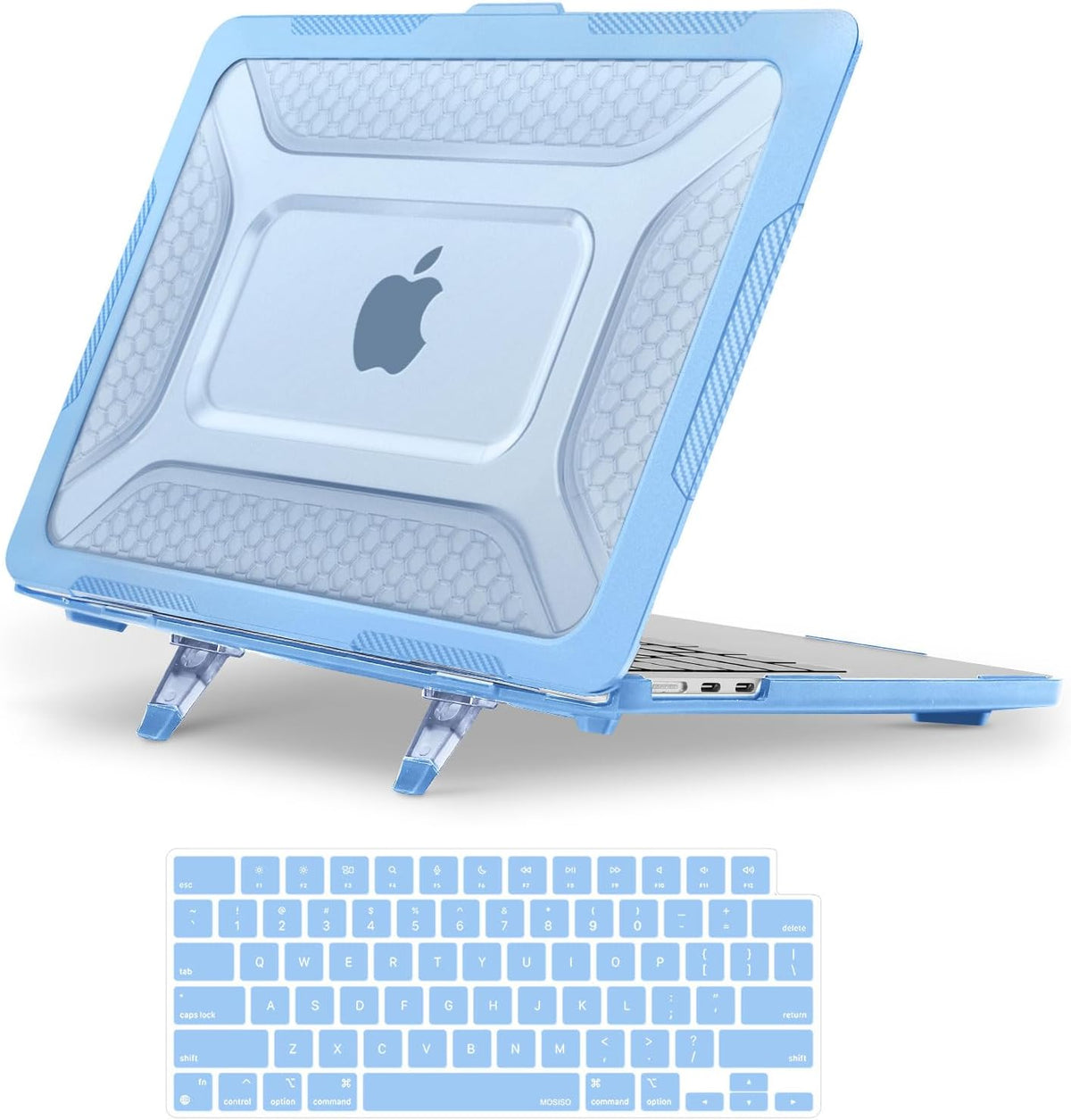 MOSISO Honeycomb Kickstand 2-in-1 Hard Case for MacBook Air 13.6 Inch — A3449/A3240/A3113/A2681, Shock-Absorbing TPU Bumper & Foldable Stand
