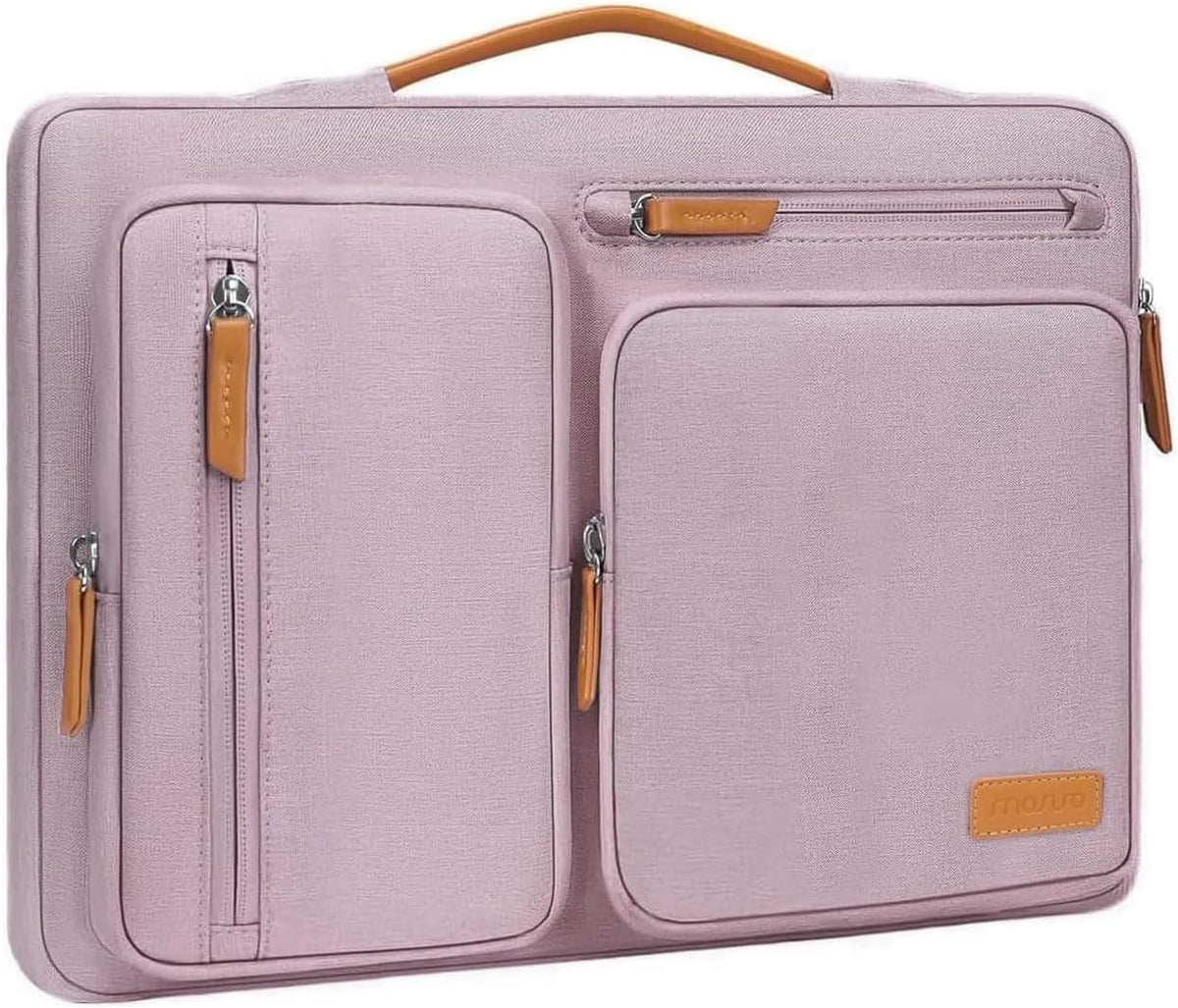 MOSISO 360Shockproof Side Open Laptop Sleeve, 4 Zipper Pockets&Tuckable PU Handle, Luggage Strap Fits 13.3–17.3Inch MacBook Air/Pro & 2026 MacBook Neo