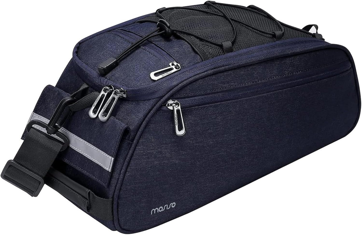 MOSISO 12L Waterproof Bike Rear Rack Bag, Pannier with Reflective Strip, Multi-Pocket Saddle Shoulder Bag for Commute Bike Tour
