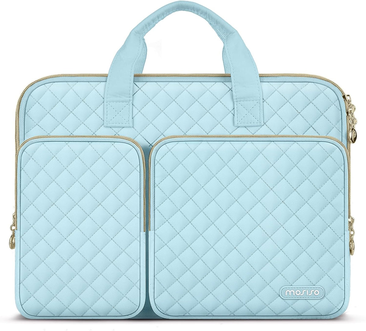 MOSISO 360 Protective Square Quilted Laptop Sleeve with 2 Pockets, Handle & Belt, Fits 13–16 Inch MacBook M1-M5 HP Acer Dell Lenovo Notebook