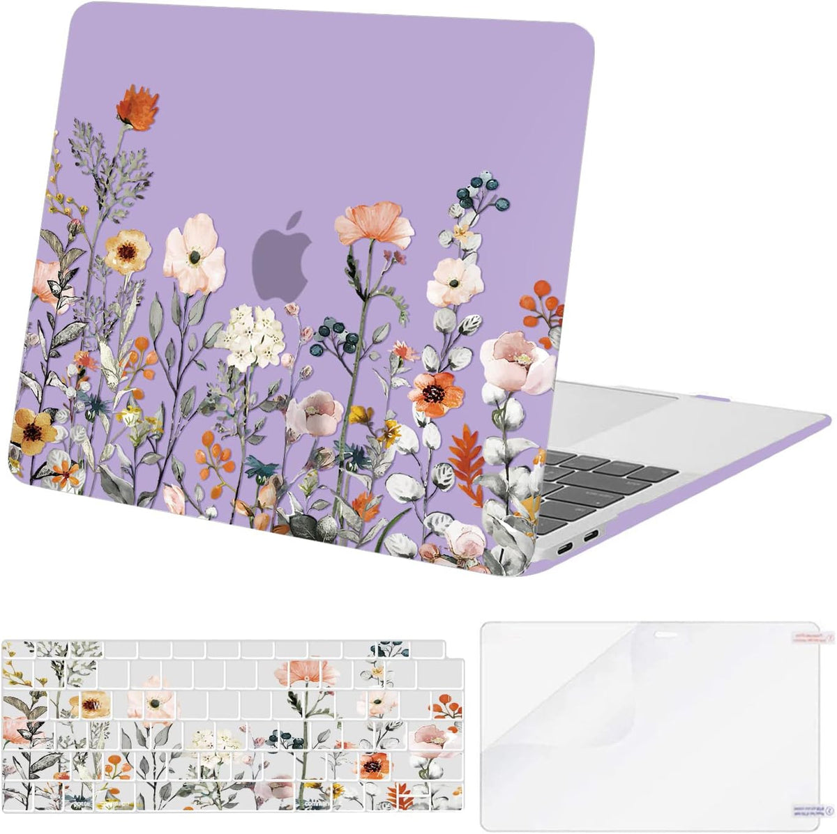 MOSISO Compatible with MacBook Air 13 inch Case Retina Display, Plastic Garden Flowers Hard Shell&Keyboard Cover&Screen Protector