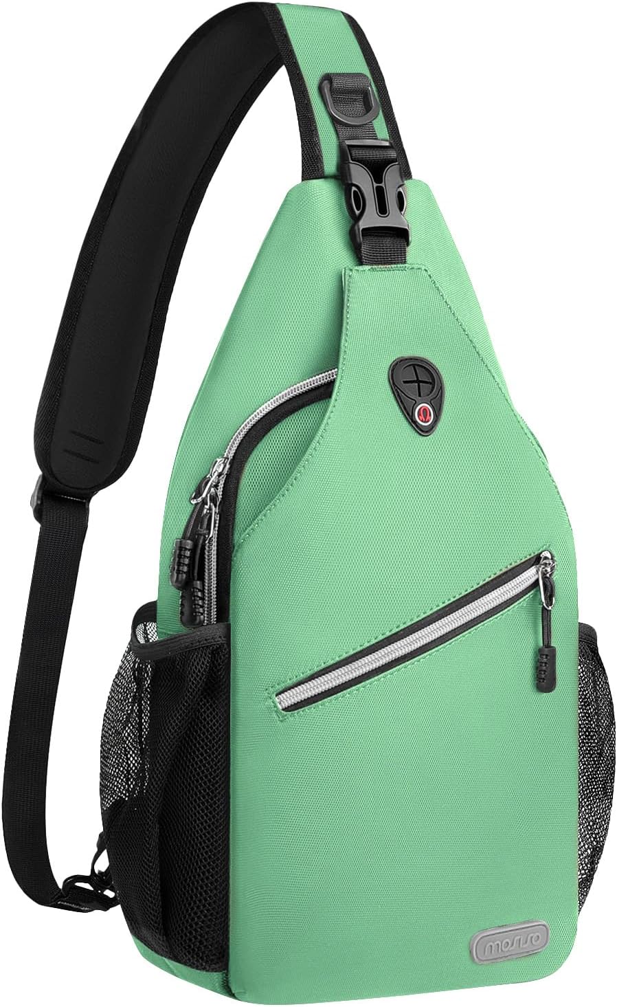 MOSISO Water Resistant Sling Backpack, Crossbody Daypack with Multi Pockets & Side Mesh Holders, Strap Fits 10.9Inch Tablet for Travel Hiking Commute