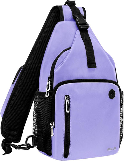 MOSISO Water-Resistant Sling Backpack with USB Charging Port & Anti-Theft Pocket — Crossbody Chest Daypack Fits 11 Inch Tablet for Hiking & Commute