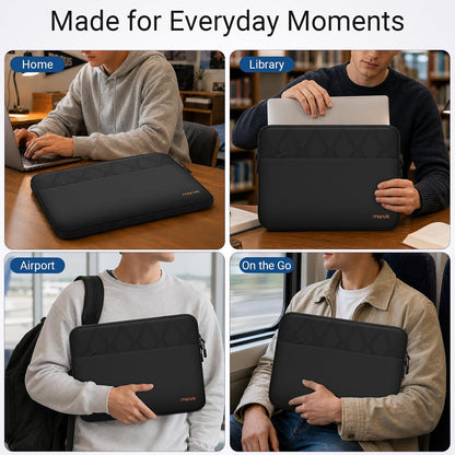 MOSISO Rhombus Padded Laptop Sleeve, 13-13.3 Inch, Top-Loading Zipper, Front Horizontal Pocket & Rear Trolley Sleeve