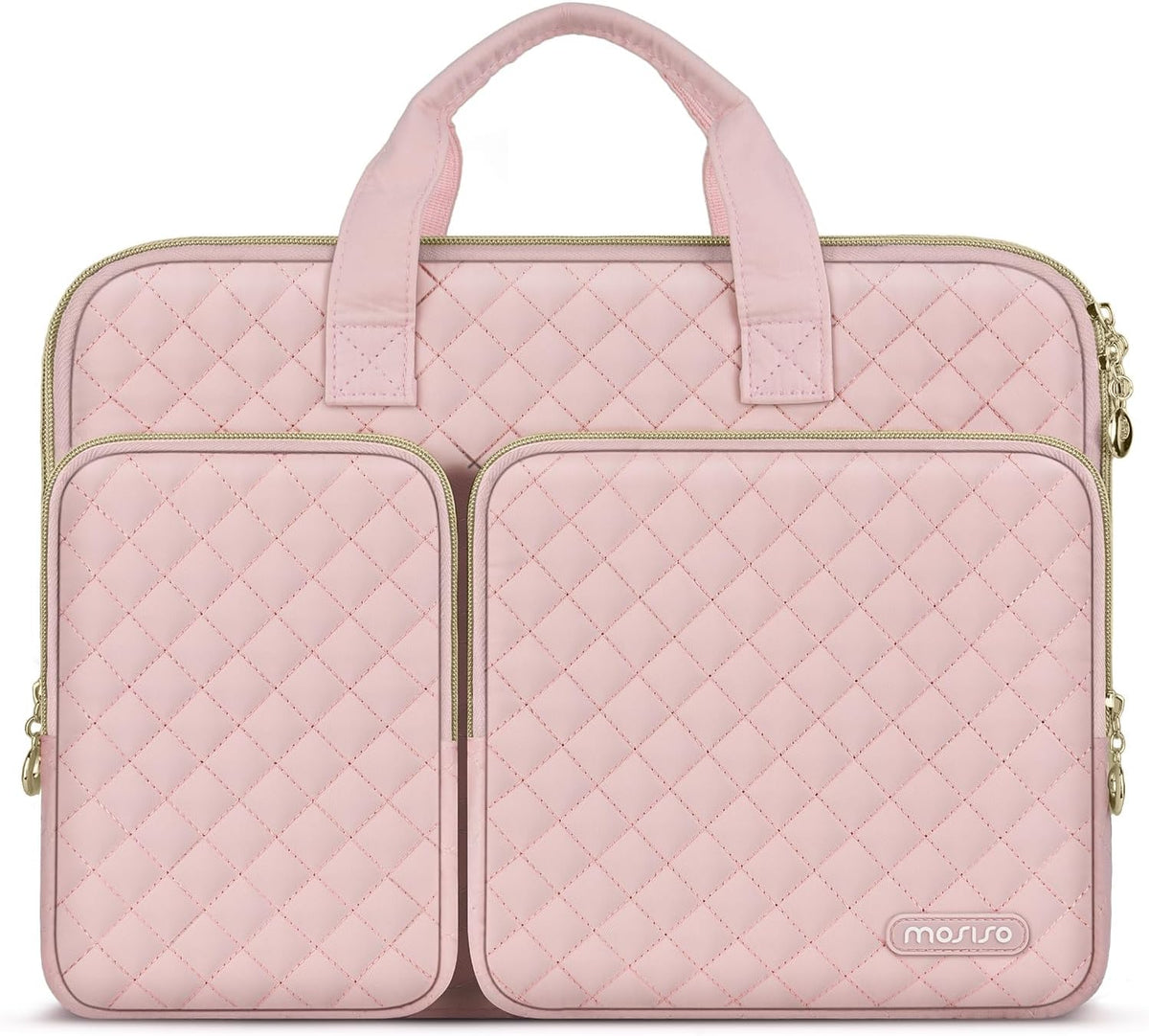MOSISO 360 Protective Square Quilted Laptop Sleeve with 2 Pockets, Handle & Belt, Fits 13–16 Inch MacBook M1-M5 HP Acer Dell Lenovo Notebook